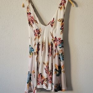 Free People Women Mini White and Red Floral Dress Size XS